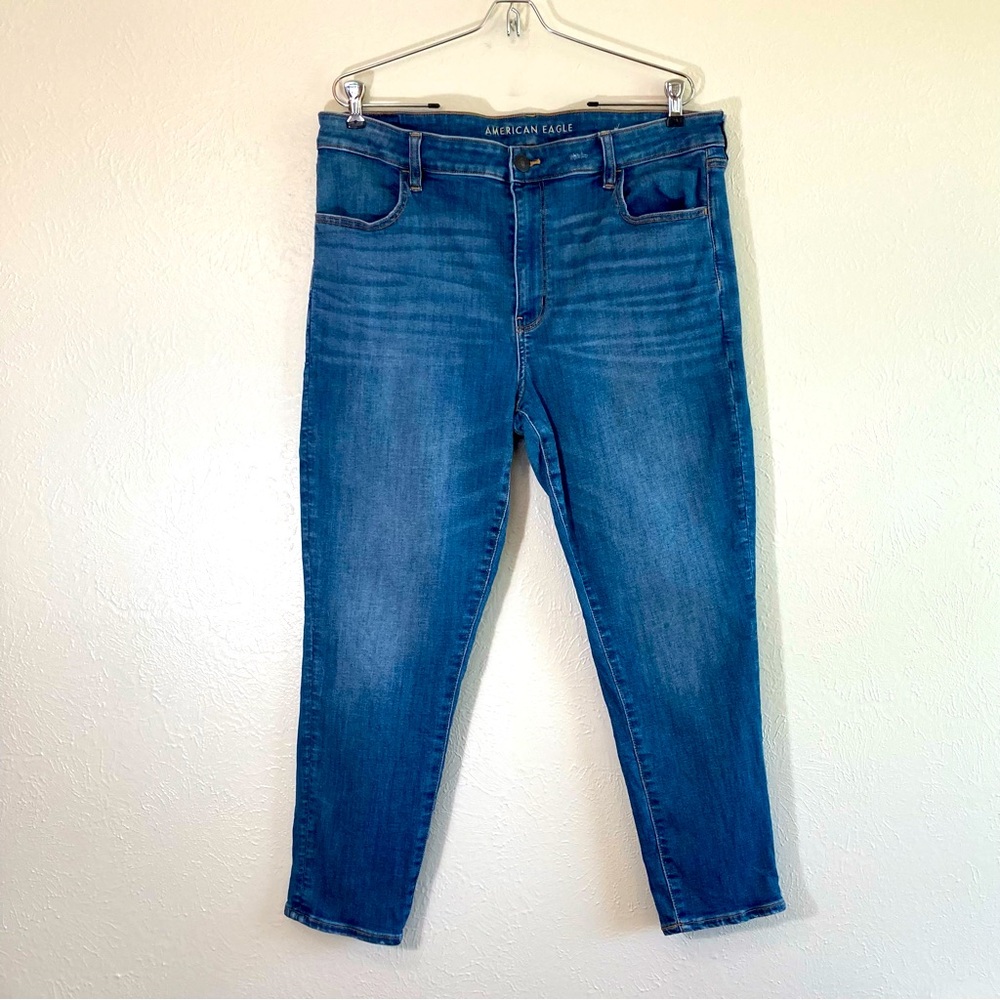 American Eagle Womens Jeans Size 18 Long Hi-Rise Legging Crop Stretch Repair